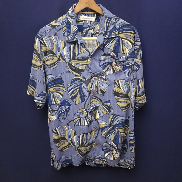 Tommy Bahama silk button shirt blue large - Picture 1 of 4